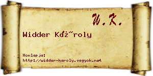Widder Károly névjegykártya